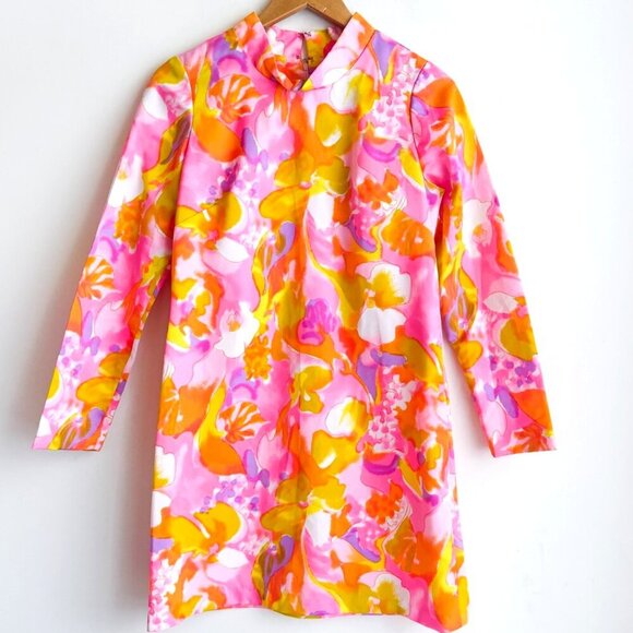 Unbranded Dresses & Skirts - Vintage 60s Acid Pink Mod Long Sleeve Mini Dress M